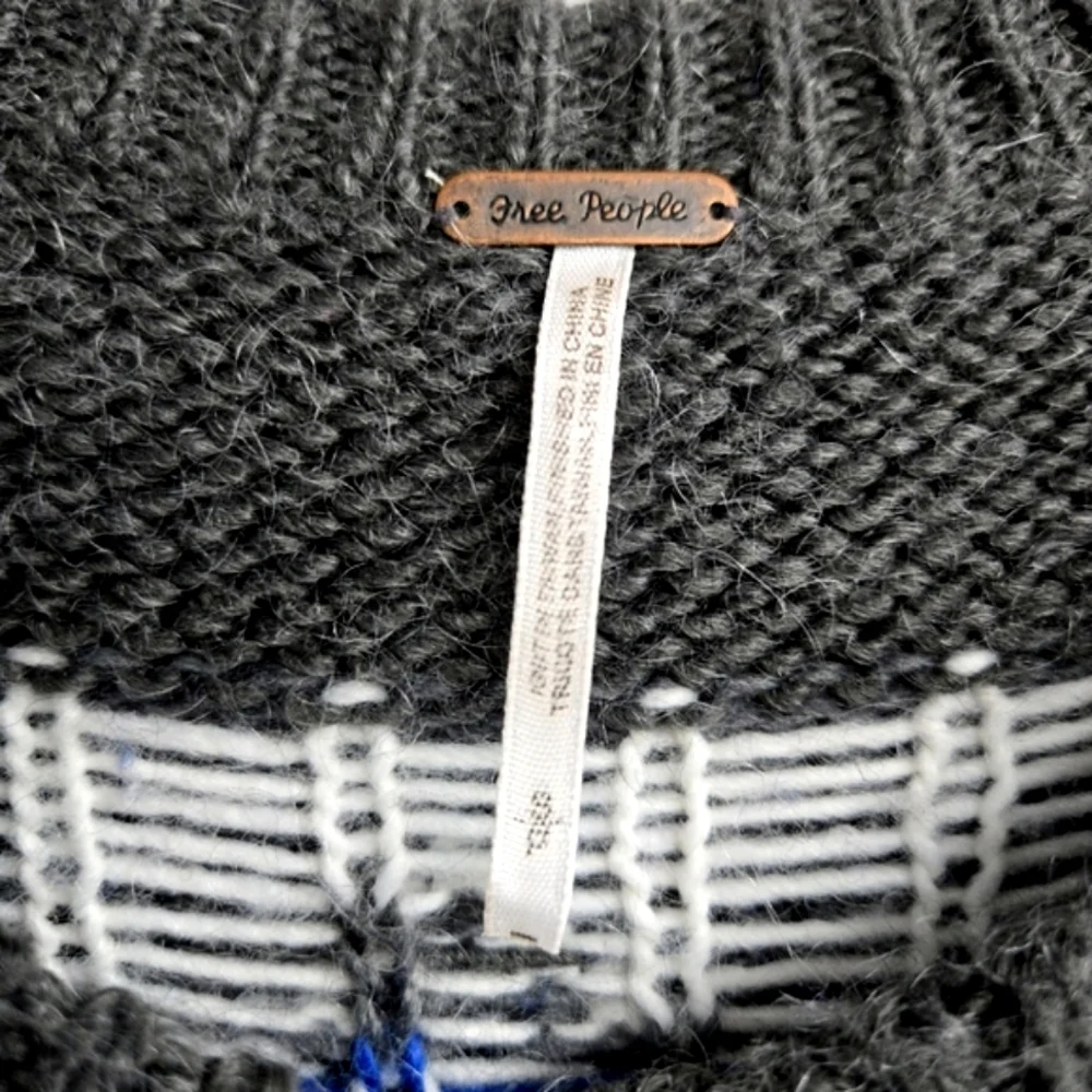 Free People Frosted Fair Isle Gray‎ Blue Cardigan Sweater